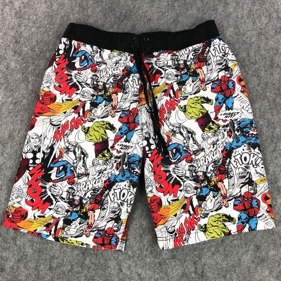 Marvel Mens Swim Trunks XL 34 Multicolor Board Shorts Drawstring Polyester - Picture 1 of 11
